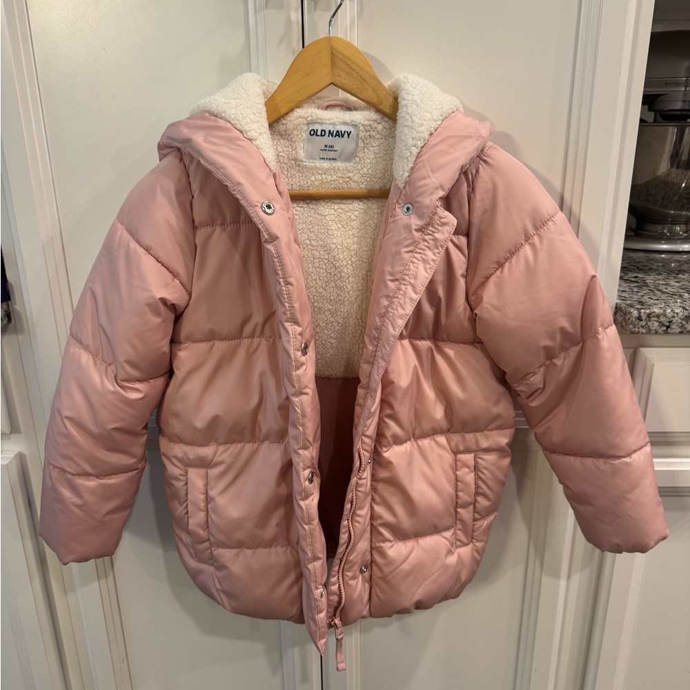 Old Navy Sherpa Lined Puffer, water resistant, girls size 8
